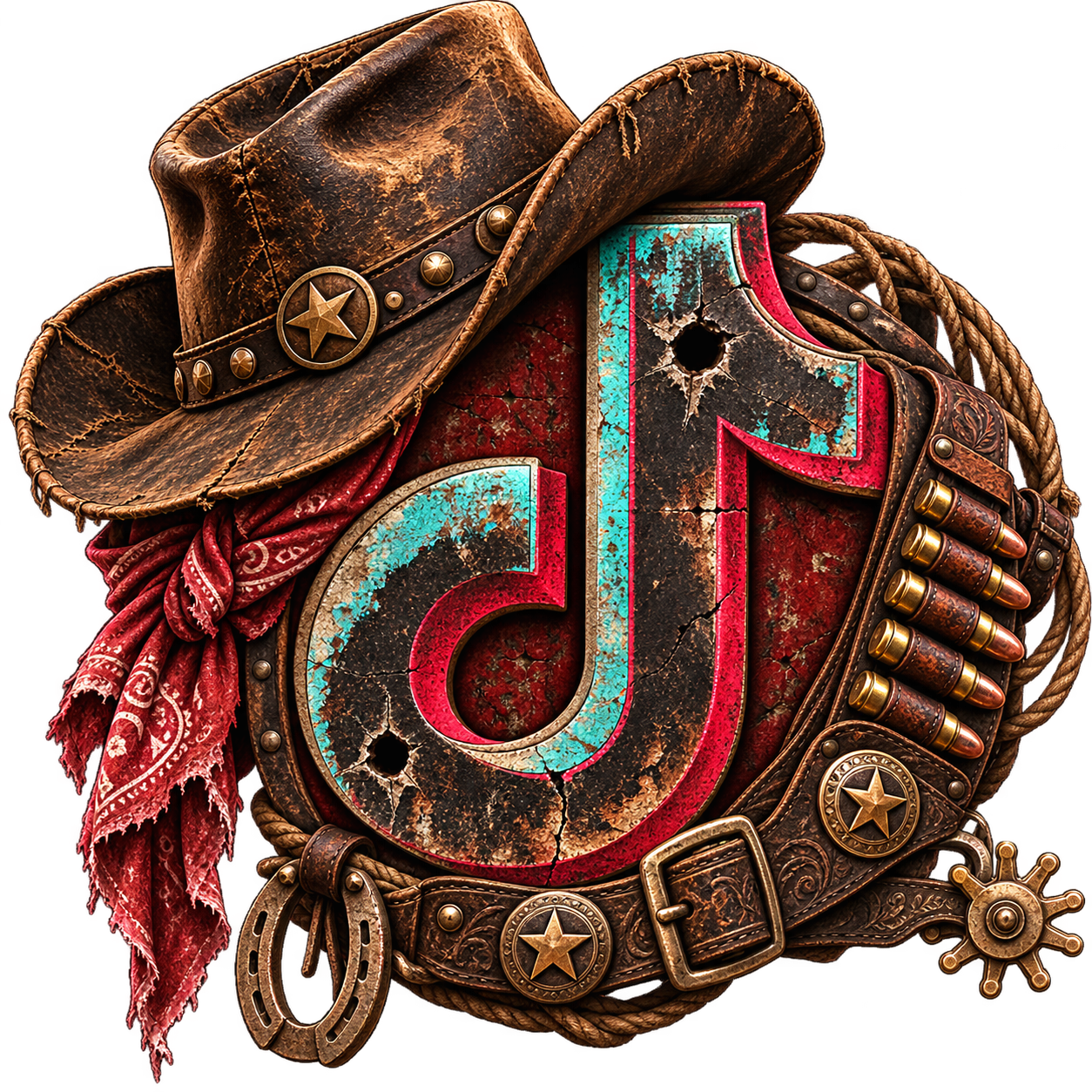 Western cowboy-style TikTok emblem